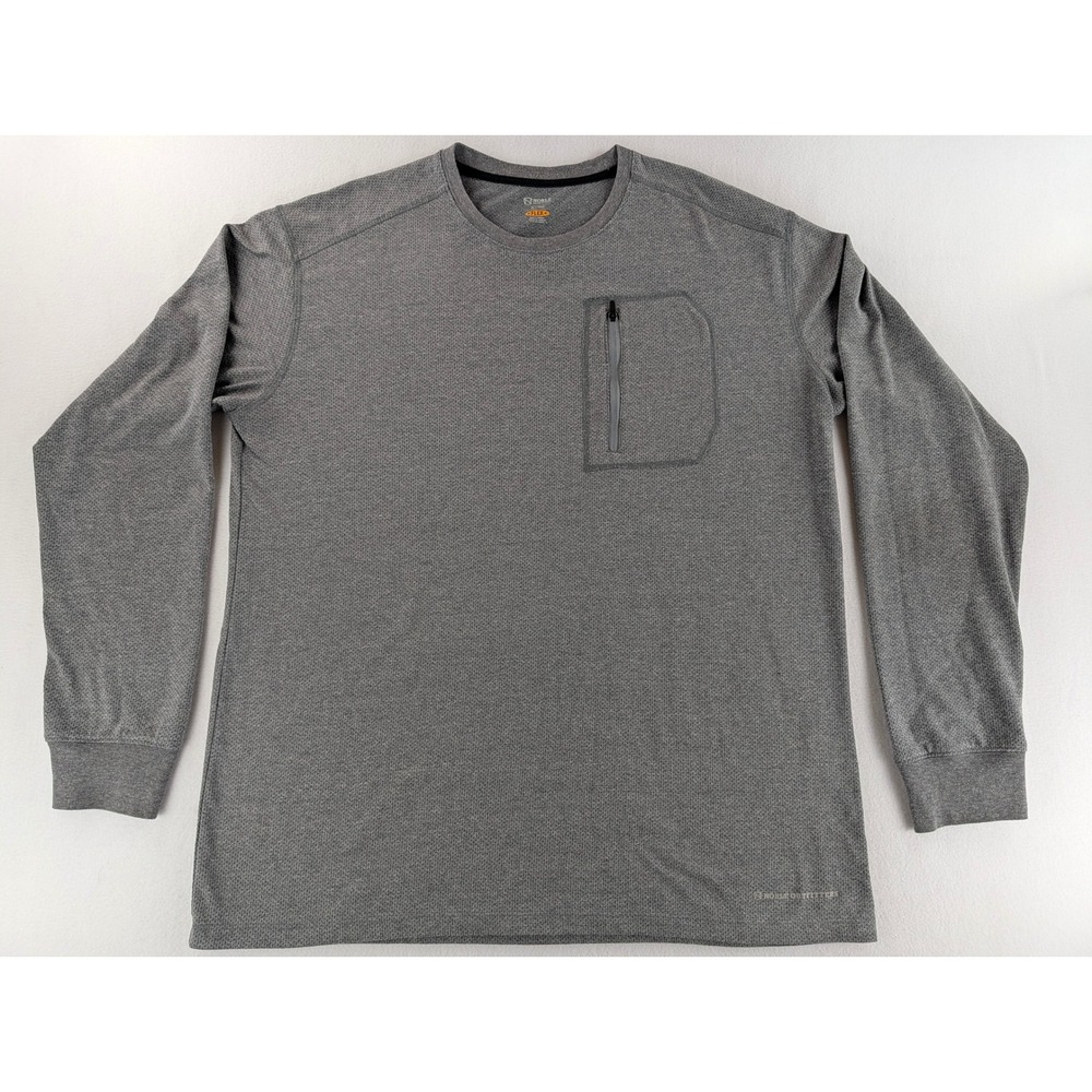 Noble Outfitters Flex Mens XL Tall Gray Long Sleeve Performance Shirt Zip Pocket